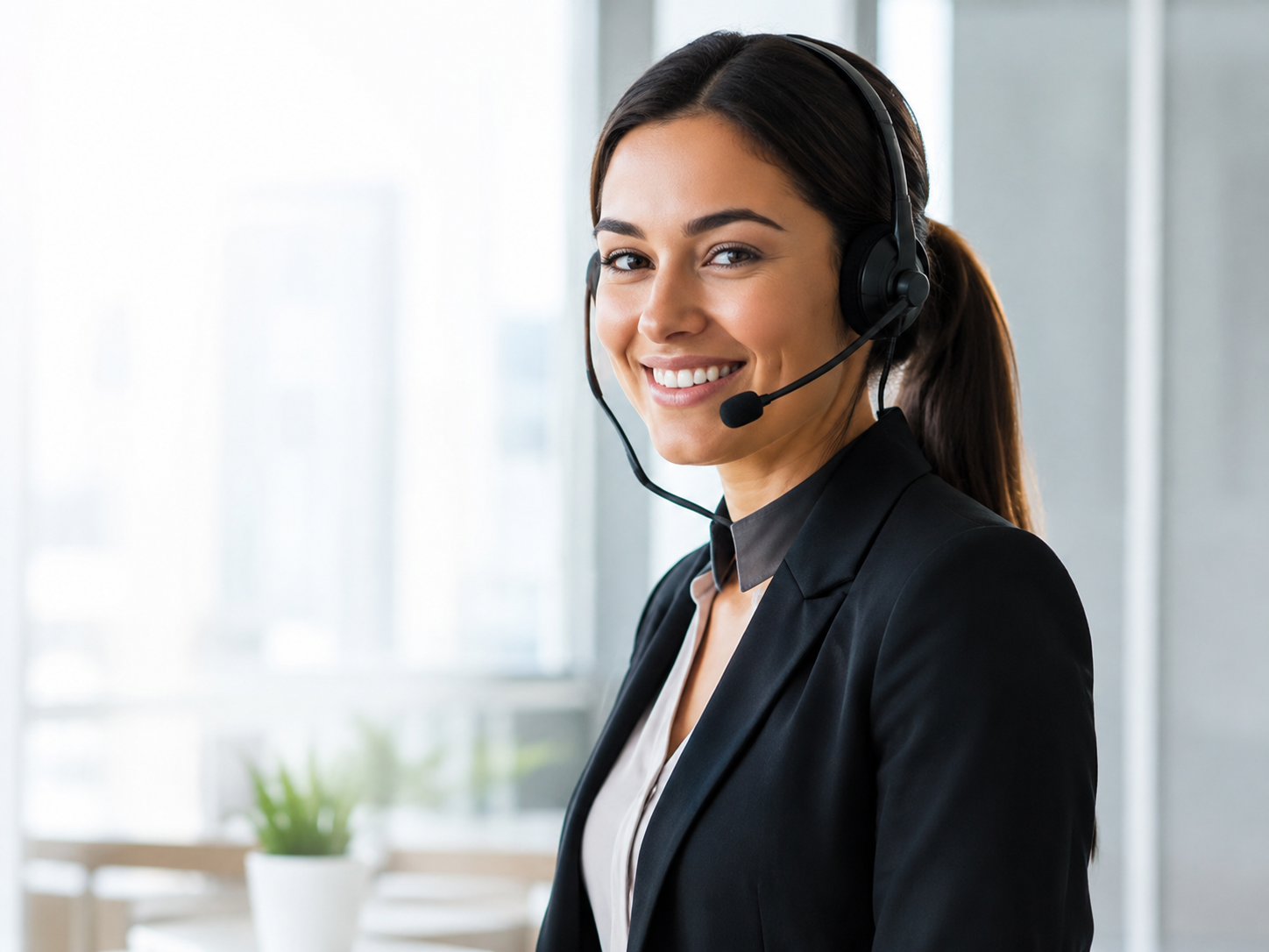Customer care specialist wearing a headset